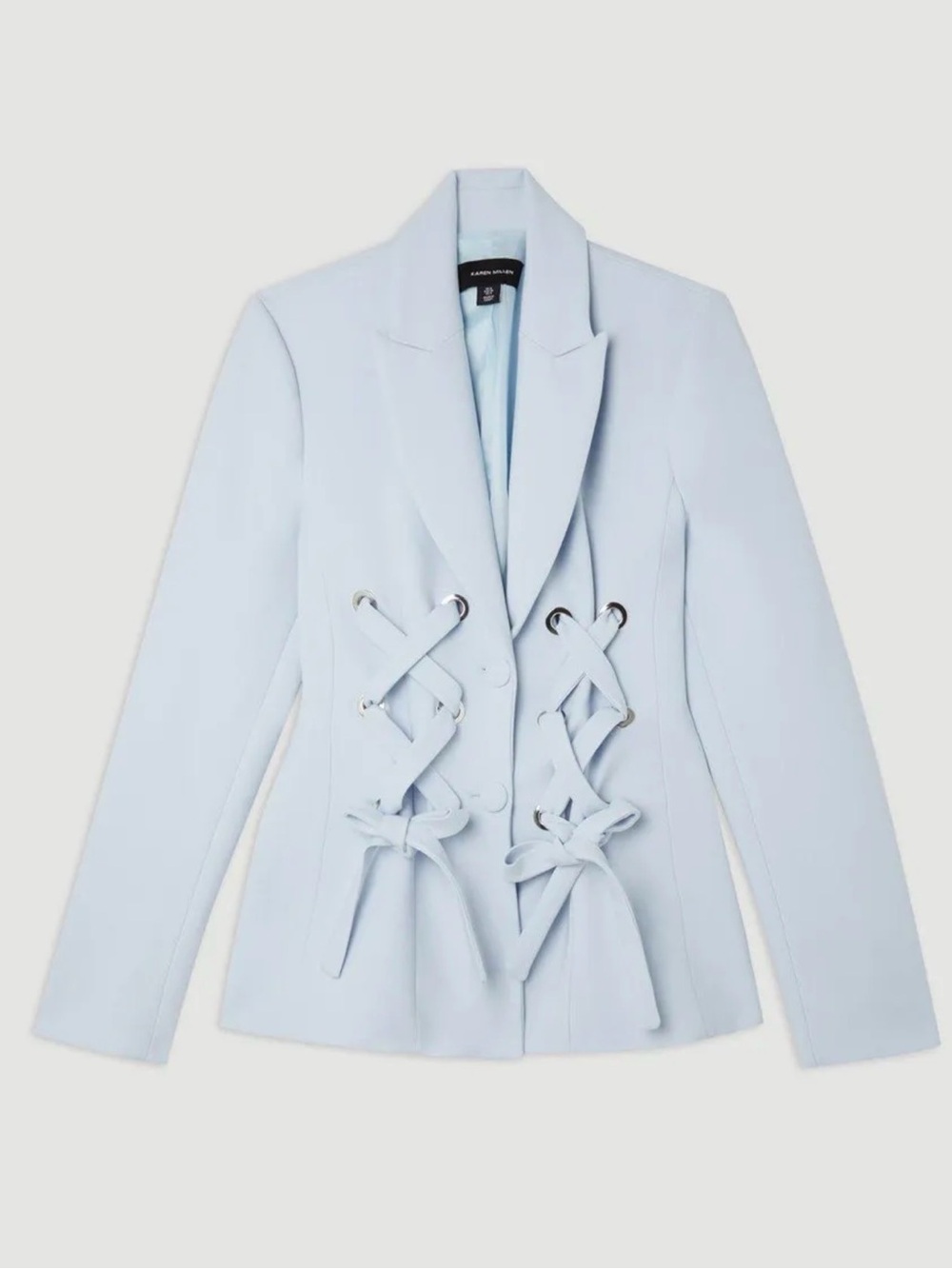 NWT Karen Millen Pale Blue Lace-Up Blazer - Picture 2 of 8